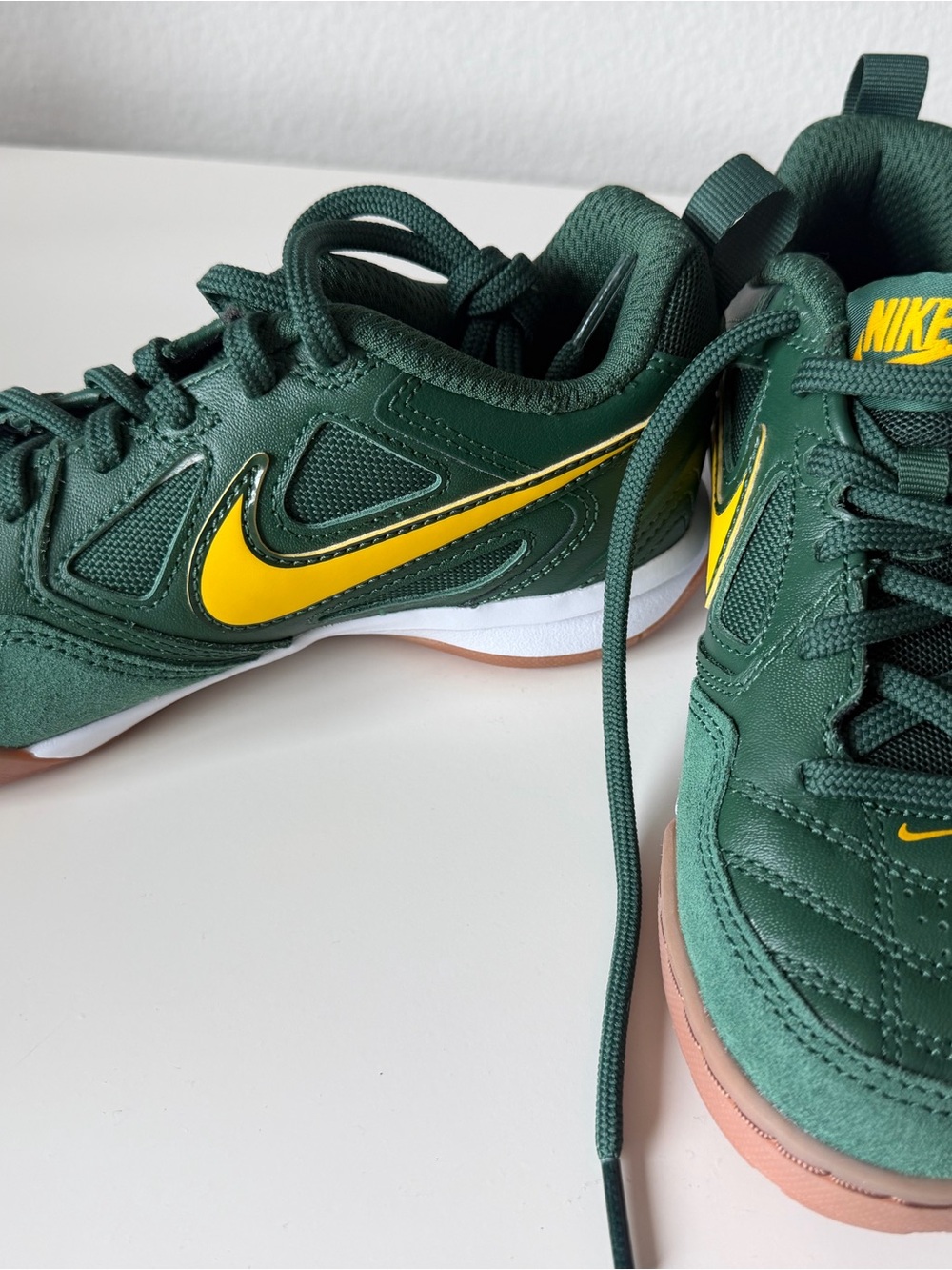 Nike Kids Dark Green and Yellow Low-Top Sneakers